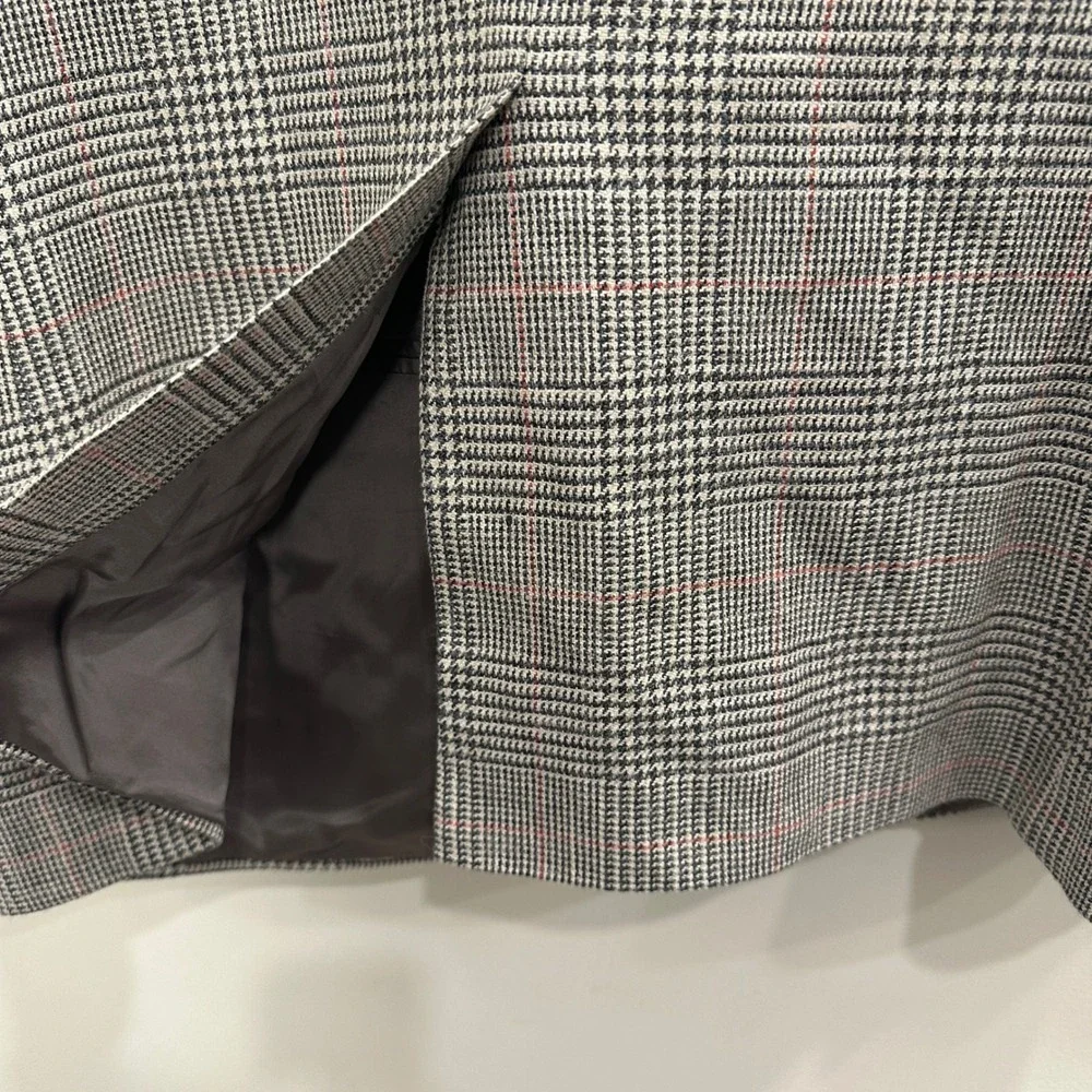 Brooks Brothers Silk Linen Wool Glen Plaid Sport Coat Blazer Gray Red 42R Preppy